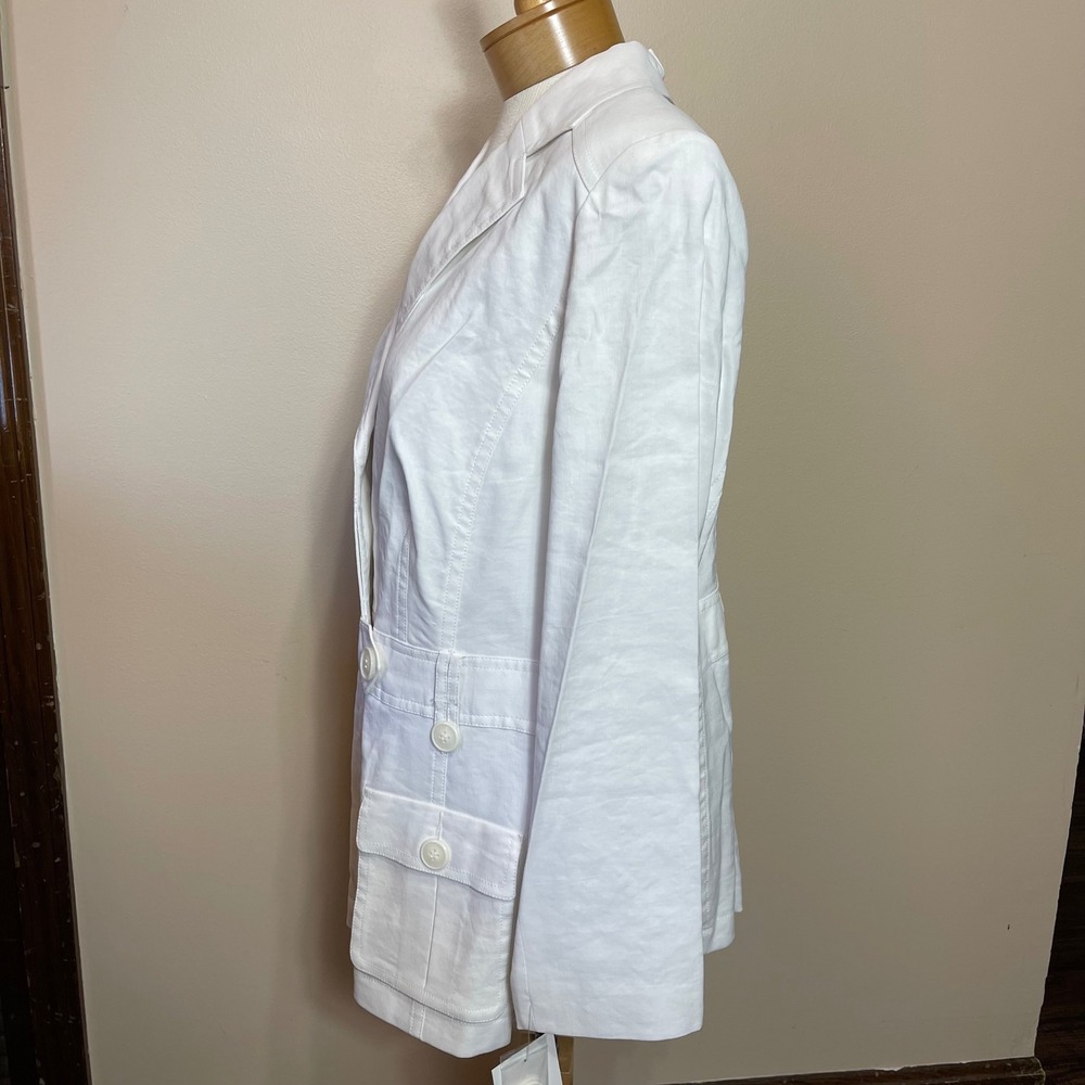 NEW Sutton Studio Womens White Linen Blend 2 Pc Pant Suit Blazer & Trousers 14 - Picture 9 of 16